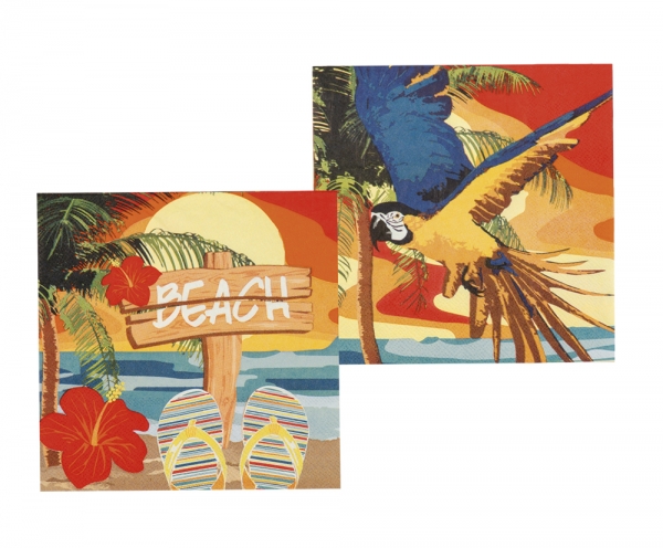 Party-Extra Servietten Paradise Beach, 12er Pack - Hawaii Tischdeko