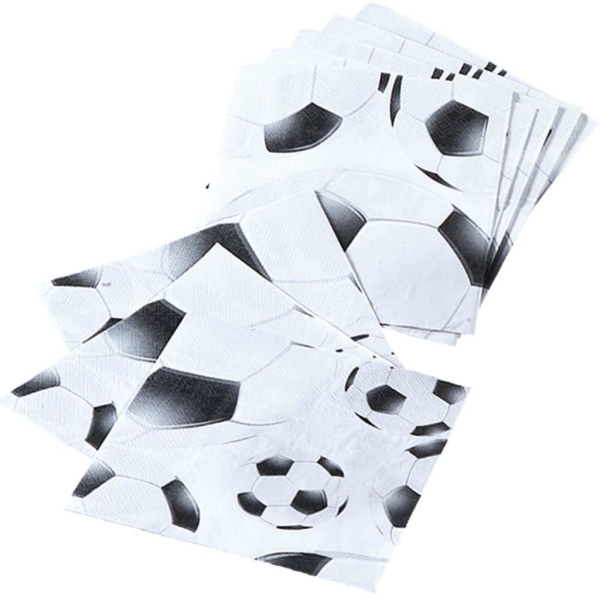 Servietten Fußballmatch Schwarz-Weiß, 20er Pack - Fußball Deko