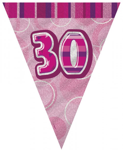 Wimpelkette Pink Birthday, 3,6 Meter lang