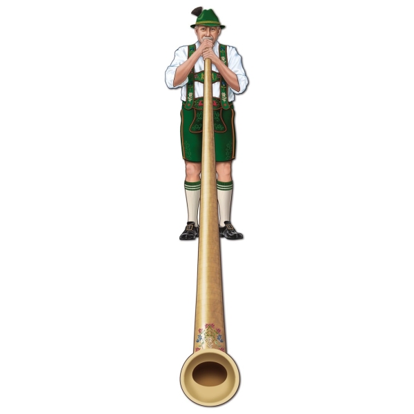 Riesen Cut-out-Deko Alphorn, 160 cm hoch, 40 cm breit