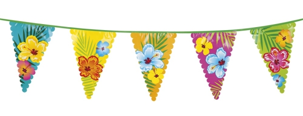 XL Wimpelkette Beachparty, - tropische Hawaii Deko