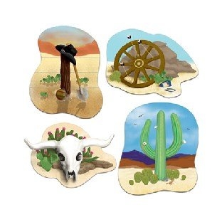 Cut-out-Set Westernparty, 4 teilig je 35 cm groß