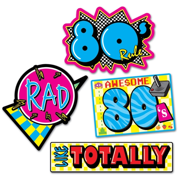 Party-Extra Cutout Set 80er Party, 4er Pack