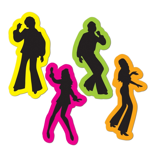 Cut-out-Set Disco-Tänzer, 4er Pack je 40 cm groß