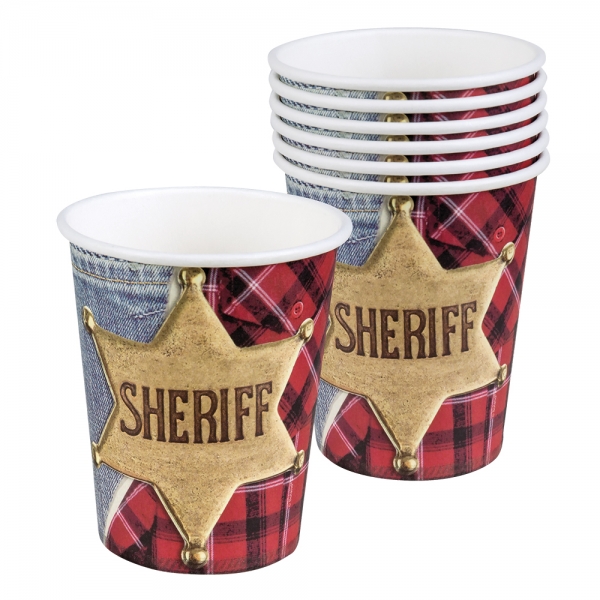 Party-Extra Pappbecher Sheriff - Westernparty Saloon Tischdeko