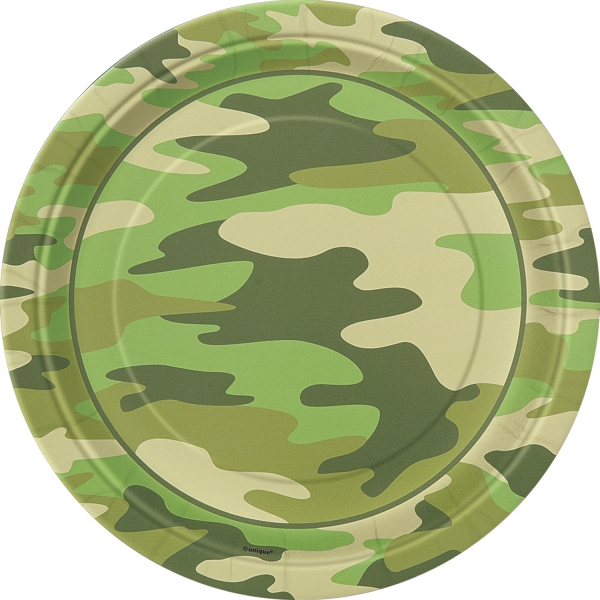 Party-Extra Pappteller Flecktarn - Armyparty Tischdeko