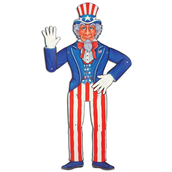 Cutout-Figur Uncle Sam, beweglich aufgrund Metallösen an den Gelenken