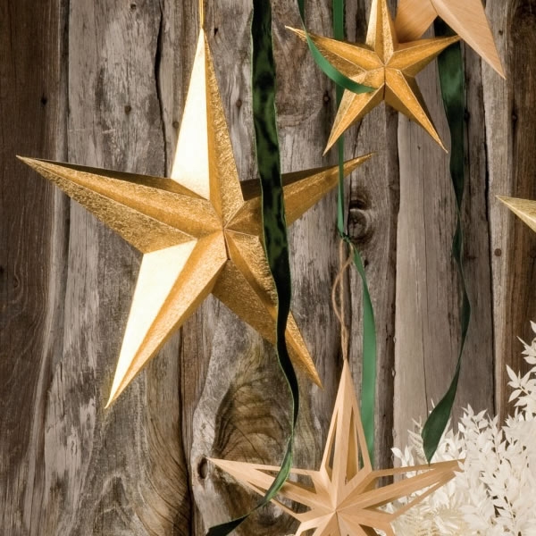 3D Papierstern miT Magnetverschluss Gold