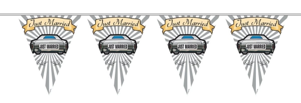 Auto-Wimpelkette Just Married - Hochzeitsdeko