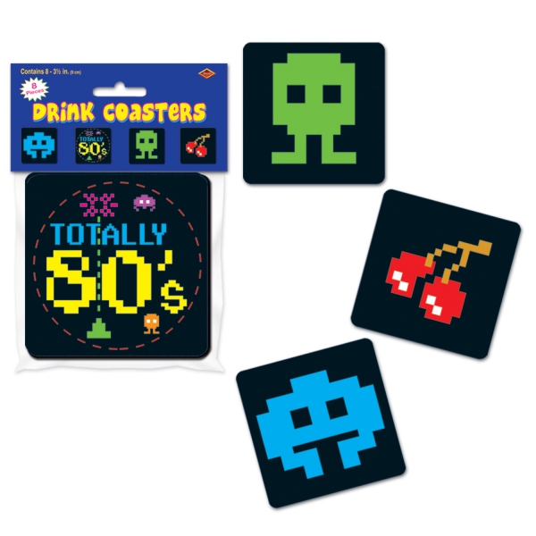 Untersetzer 80'er Party, 8er Pack
