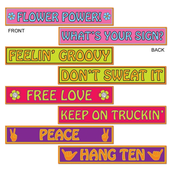 Party-Extra Cutout Strassenschilder Hippietown, 4er Pack