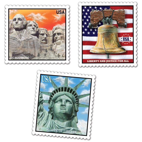 Party-Extra Cutout Set Amerikanische Briefmarken - USA Deko